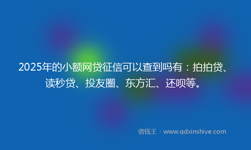 2025年的小额网贷征信可以查到吗有：拍拍贷、读秒贷、投友圈、东方汇、还呗等。