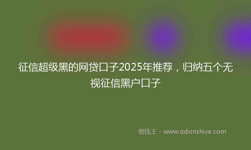 征信超级黑的网贷口子2025年推荐，归纳五个无视征信黑户口子