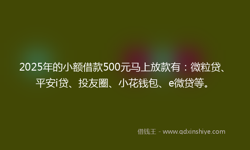 2025年的小额借款500元马上放款有：微粒贷、平安i贷、投友圈、小花钱包、e微贷等。