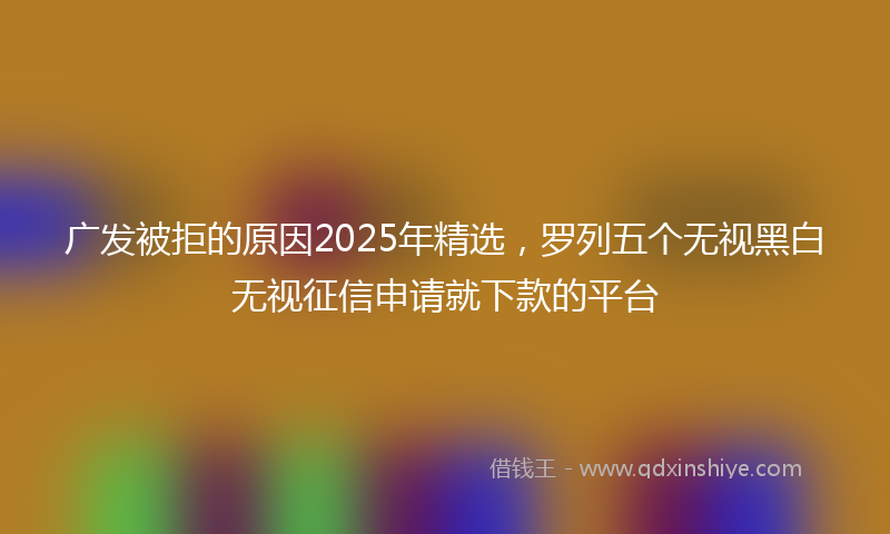 广发被拒的原因2025年精选，罗列五个无视黑白无视征信申请就下款的平台