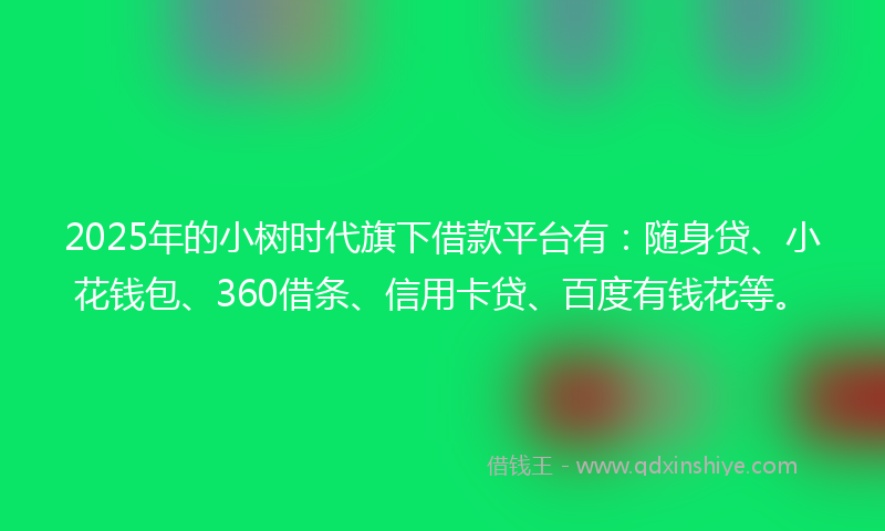 2025年的小树时代旗下借款平台有：随身贷、小花钱包、360借条、信用卡贷、百度有钱花等。
