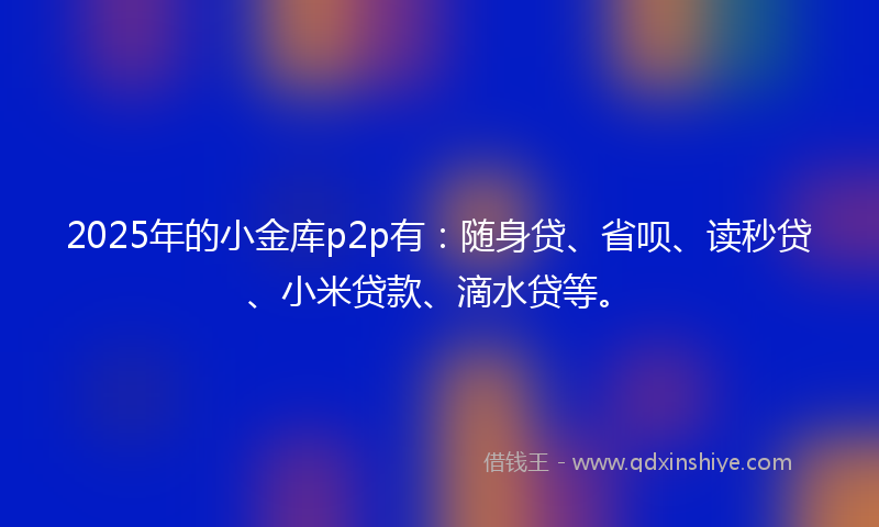 2025年的小金库p2p有：随身贷、省呗、读秒贷、小米贷款、滴水贷等。