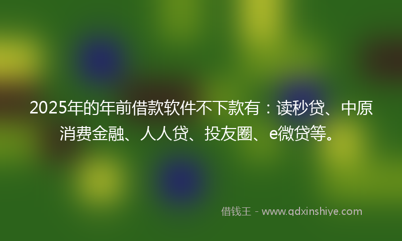 2025年的年前借款软件不下款有：读秒贷、中原消费金融、人人贷、投友圈、e微贷等。