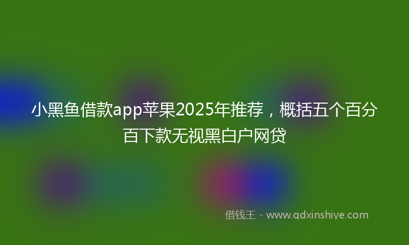小黑鱼借款app苹果2025年推荐，概括五个百分百下款无视黑白户网贷