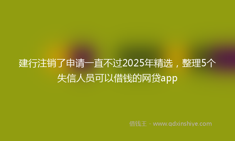 建行注销了申请一直不过2025年精选，整理5个失信人员可以借钱的网贷app