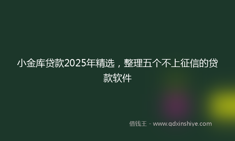 小金库贷款2025年精选，整理五个不上征信的贷款软件