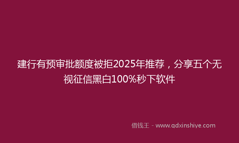 建行有预审批额度被拒2025年推荐，分享五个无视征信黑白100%秒下软件