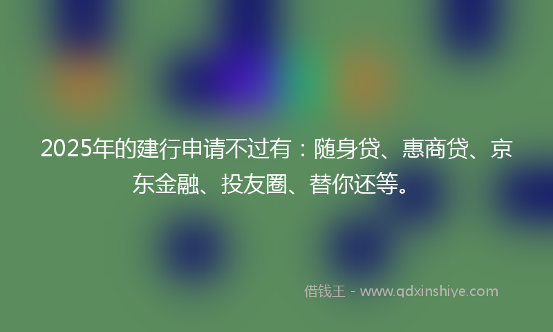 2025年的建行申请不过有：随身贷、惠商贷、京东金融、投友圈、替你还等。