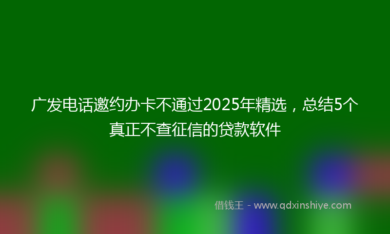 广发电话邀约办卡不通过2025年精选，总结5个真正不查征信的贷款软件