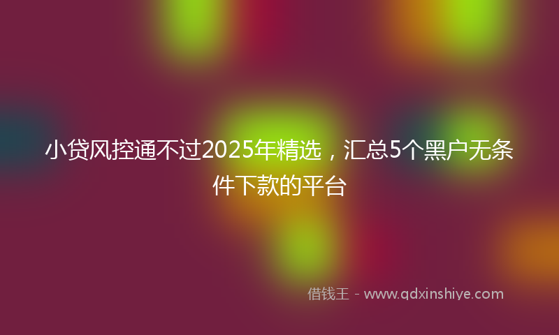 小贷风控通不过2025年精选，汇总5个黑户无条件下款的平台