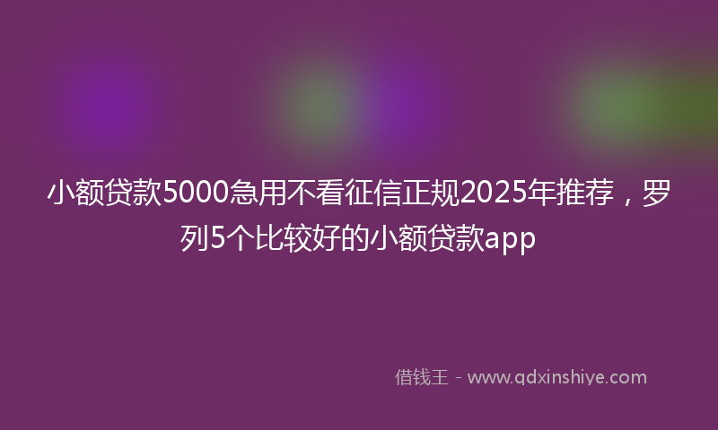 小额贷款5000急用不看征信正规2025年推荐，罗列5个比较好的小额贷款app