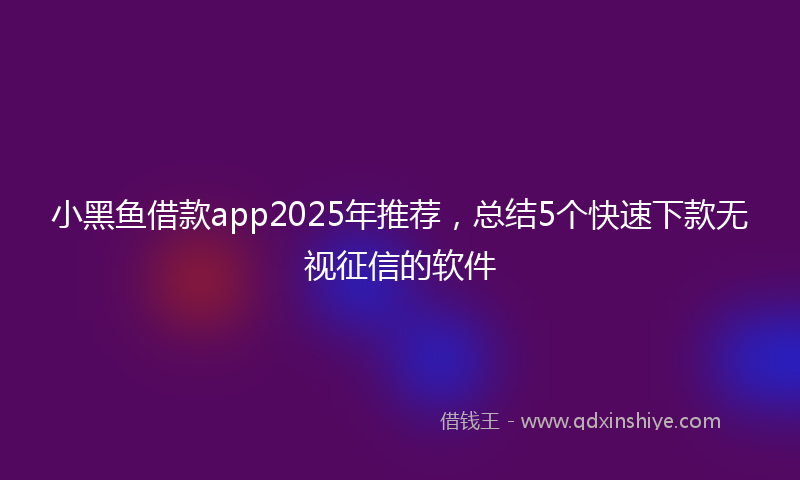 小黑鱼借款app2025年推荐，总结5个快速下款无视征信的软件