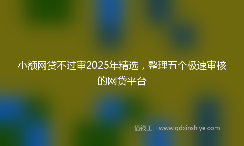 小额网贷不过审2025年精选，整理五个极速审核的网贷平台