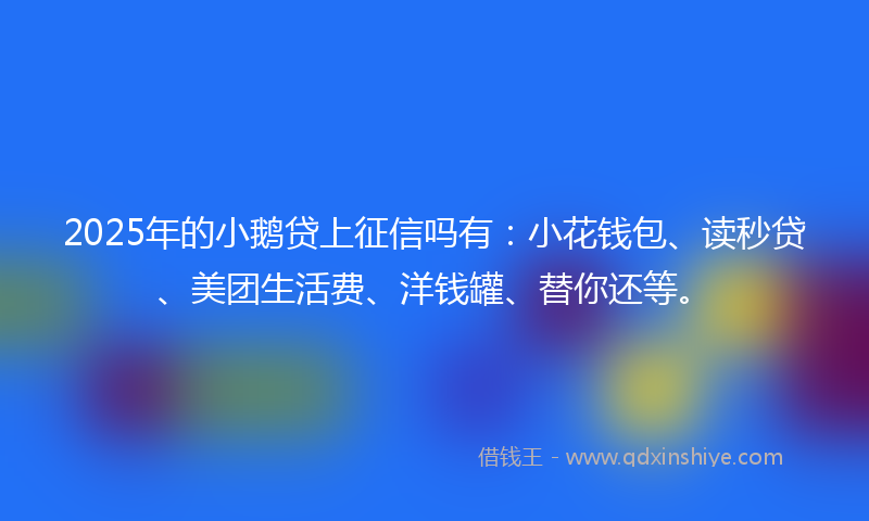 2025年的小鹅贷上征信吗有：小花钱包、读秒贷、美团生活费、洋钱罐、替你还等。