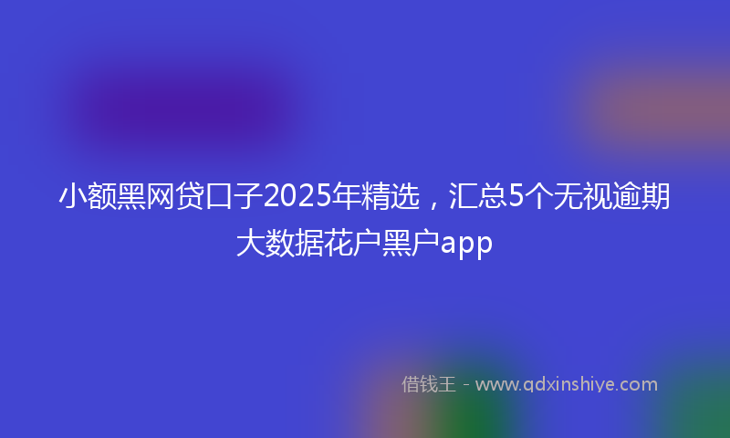 小额黑网贷口子2025年精选，汇总5个无视逾期大数据花户黑户app