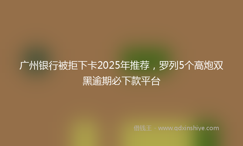 广州银行被拒下卡2025年推荐，罗列5个高炮双黑逾期必下款平台