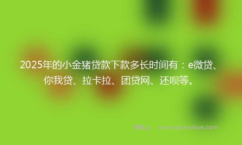2025年的小金猪贷款下款多长时间有：e微贷、你我贷、拉卡拉、团贷网、还呗等。