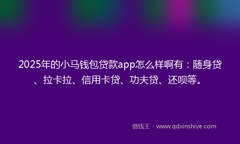 2025年的小马钱包贷款app怎么样啊有：随身贷、拉卡拉、信用卡贷、功夫贷、还呗等。