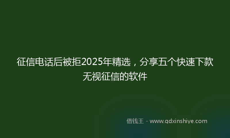 征信电话后被拒2025年精选，分享五个快速下款无视征信的软件