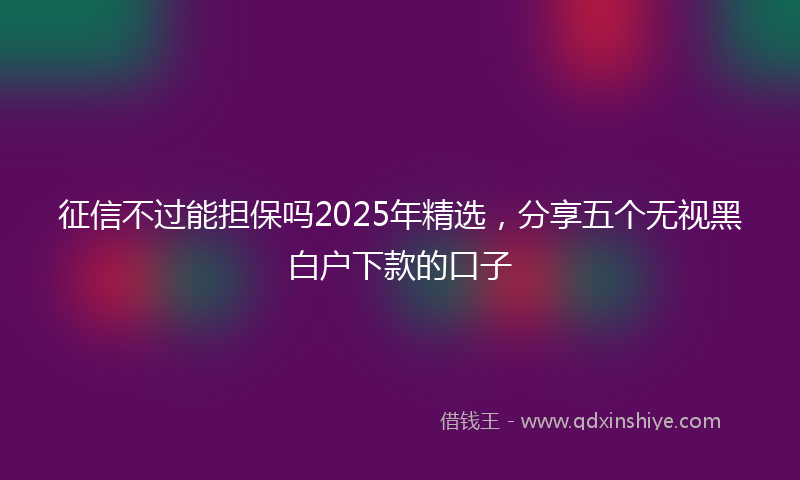 征信不过能担保吗2025年精选，分享五个无视黑白户下款的口子
