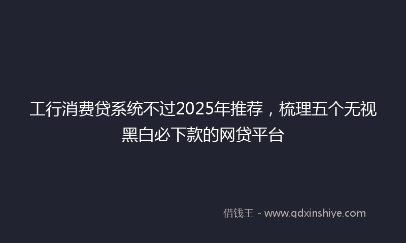 工行消费贷系统不过2025年推荐，梳理五个无视黑白必下款的网贷平台