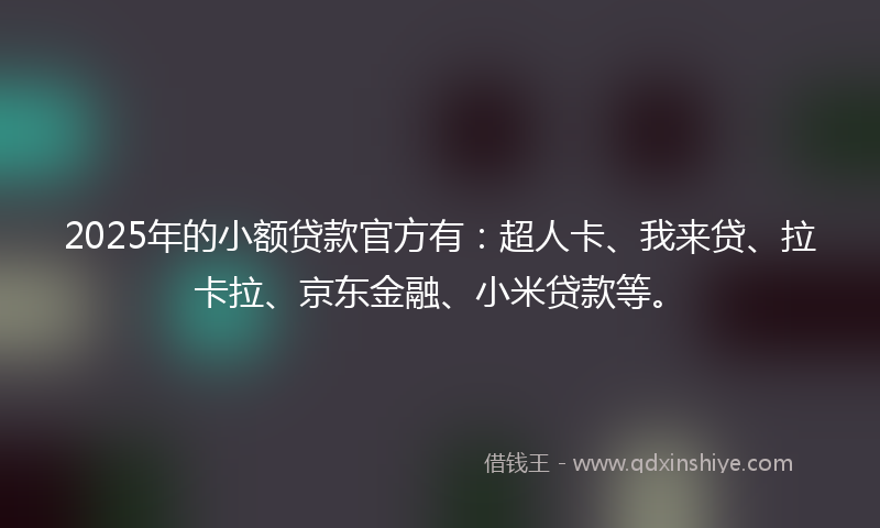 2025年的小额贷款官方有：超人卡、我来贷、拉卡拉、京东金融、小米贷款等。