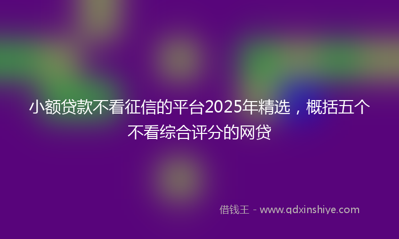 小额贷款不看征信的平台2025年精选，概括五个不看综合评分的网贷