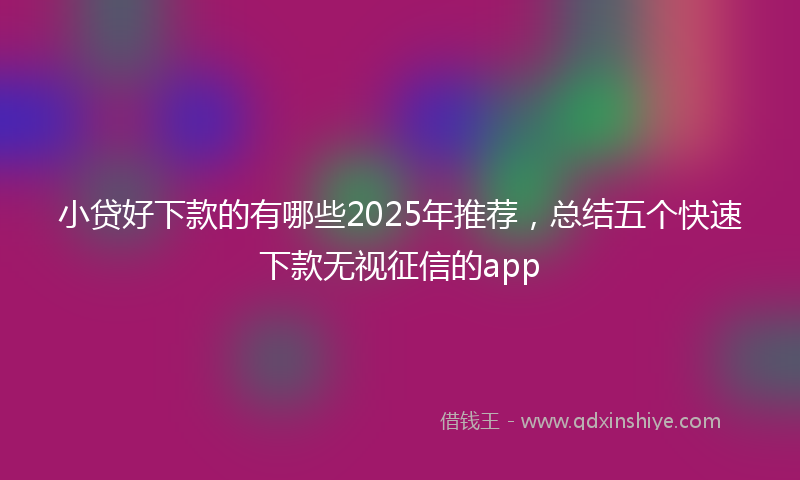 小贷好下款的有哪些2025年推荐，总结五个快速下款无视征信的app