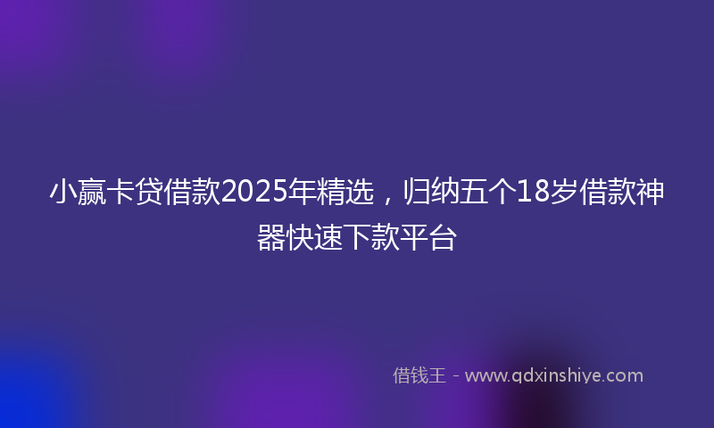 小赢卡贷借款2025年精选，归纳五个18岁借款神器快速下款平台