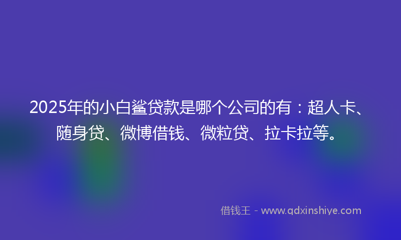2025年的小白鲨贷款是哪个公司的有：超人卡、随身贷、微博借钱、微粒贷、拉卡拉等。