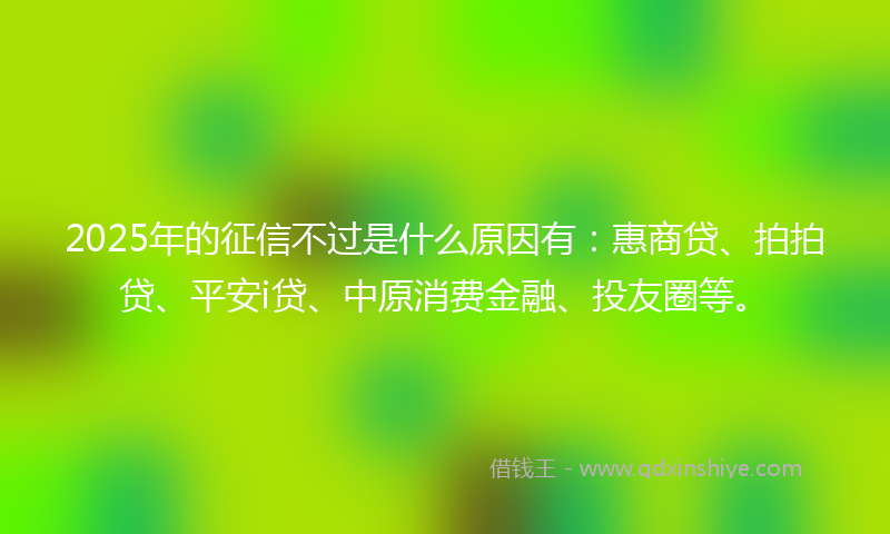2025年的征信不过是什么原因有：惠商贷、拍拍贷、平安i贷、中原消费金融、投友圈等。