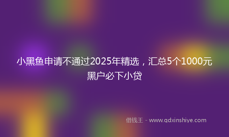 小黑鱼申请不通过2025年精选，汇总5个1000元黑户必下小贷