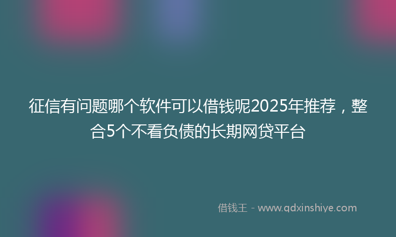 征信有问题哪个软件可以借钱呢2025年推荐，整合5个不看负债的长期网贷平台
