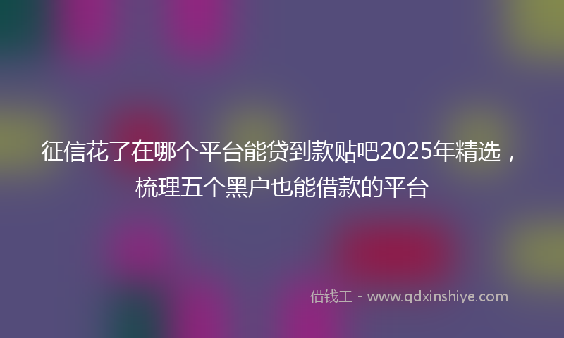 征信花了在哪个平台能贷到款贴吧2025年精选，梳理五个黑户也能借款的平台