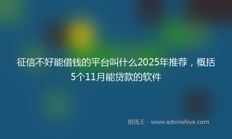 征信不好能借钱的平台叫什么2025年推荐，概括5个11月能贷款的软件