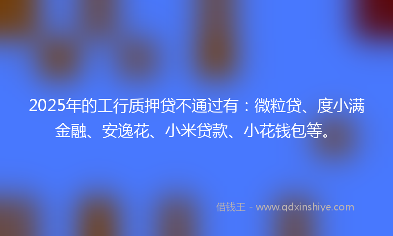 2025年的工行质押贷不通过有：微粒贷、度小满金融、安逸花、小米贷款、小花钱包等。
