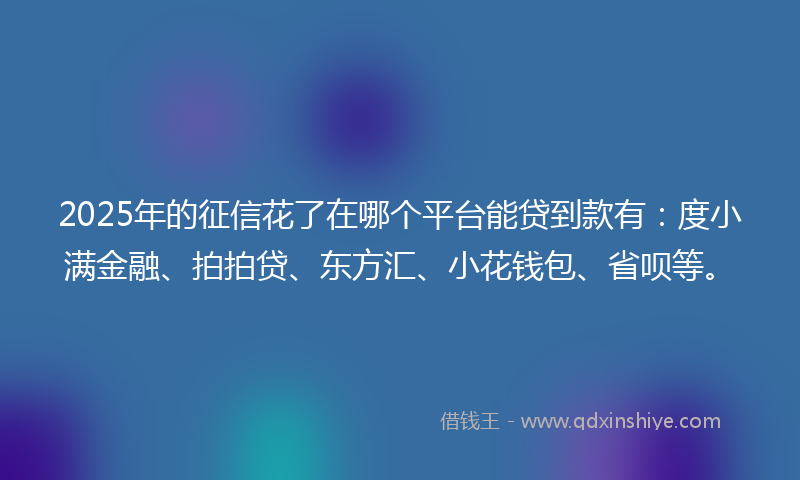 2025年的征信花了在哪个平台能贷到款有：度小满金融、拍拍贷、东方汇、小花钱包、省呗等。