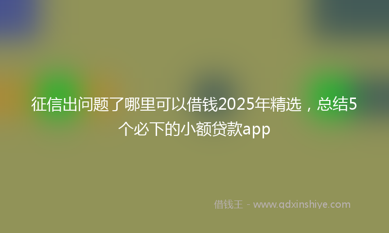 征信出问题了哪里可以借钱2025年精选，总结5个必下的小额贷款app