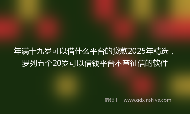 年满十九岁可以借什么平台的贷款2025年精选，罗列五个20岁可以借钱平台不查征信的软件