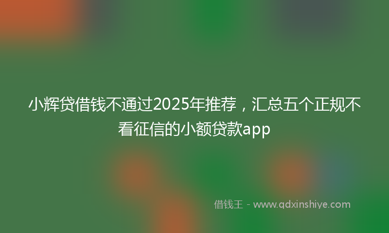 小辉贷借钱不通过2025年推荐，汇总五个正规不看征信的小额贷款app