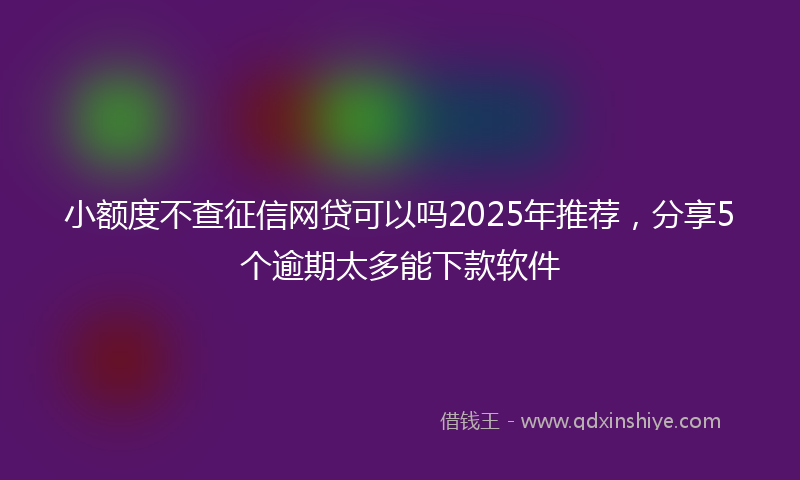 小额度不查征信网贷可以吗2025年推荐，分享5个逾期太多能下款软件
