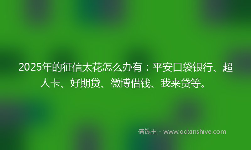2025年的征信太花怎么办有：平安口袋银行、超人卡、好期贷、微博借钱、我来贷等。