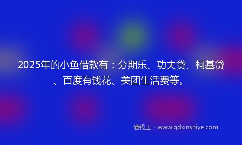 2025年的小鱼借款有：分期乐、功夫贷、柯基贷、百度有钱花、美团生活费等。