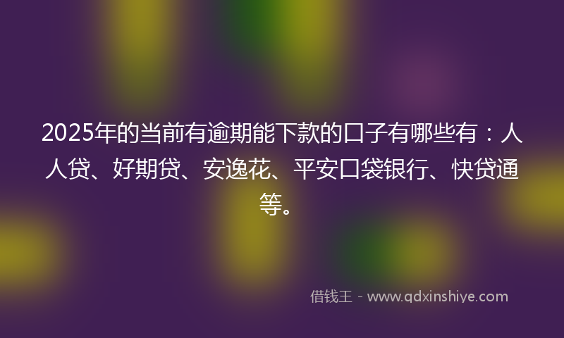 2025年的当前有逾期能下款的口子有哪些有：人人贷、好期贷、安逸花、平安口袋银行、快贷通等。