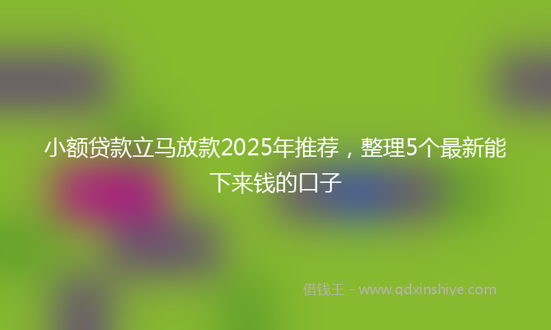 小额贷款立马放款2025年推荐，整理5个最新能下来钱的口子