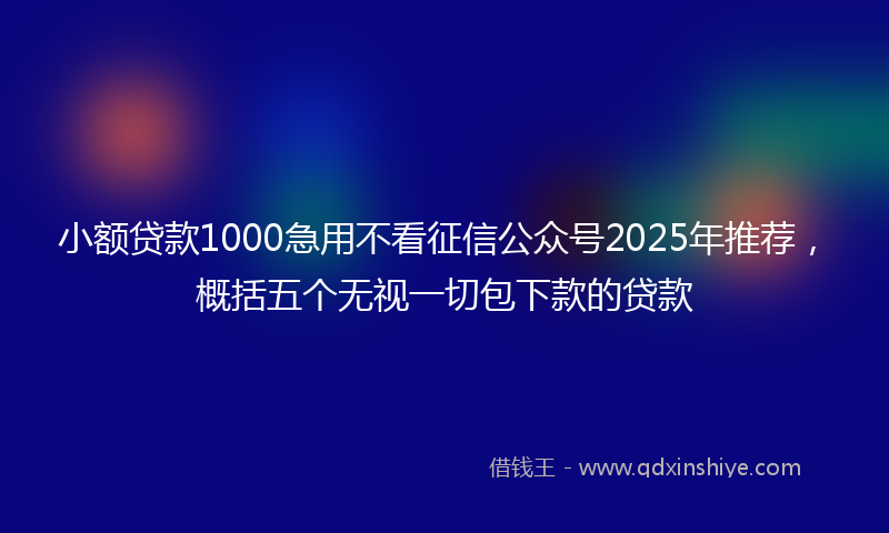 小额贷款1000急用不看征信公众号2025年推荐，概括五个无视一切包下款的贷款