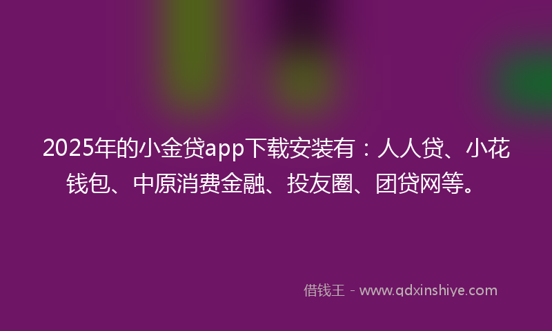 2025年的小金贷app下载安装有：人人贷、小花钱包、中原消费金融、投友圈、团贷网等。