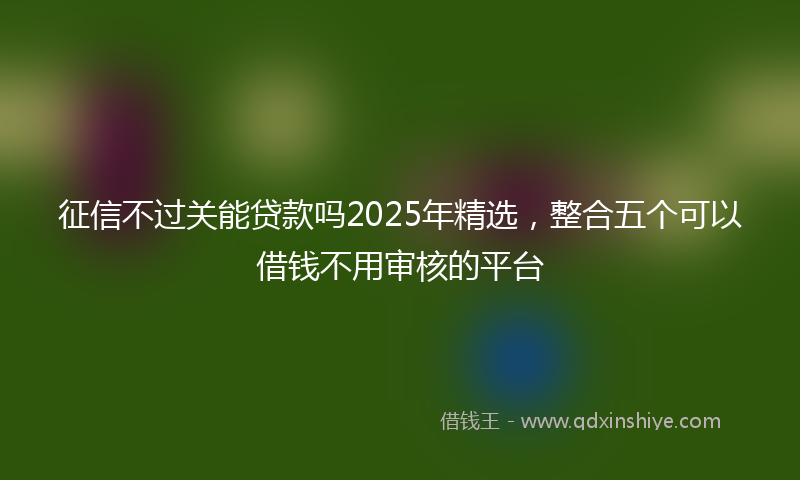 征信不过关能贷款吗2025年精选，整合五个可以借钱不用审核的平台