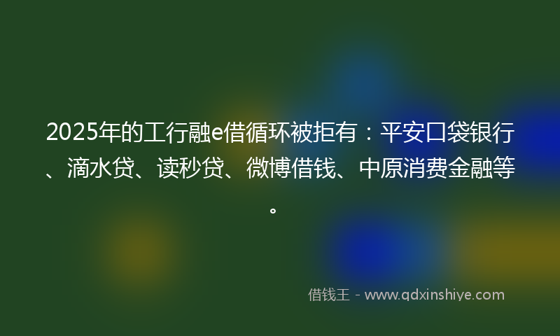 2025年的工行融e借循环被拒有：平安口袋银行、滴水贷、读秒贷、微博借钱、中原消费金融等。