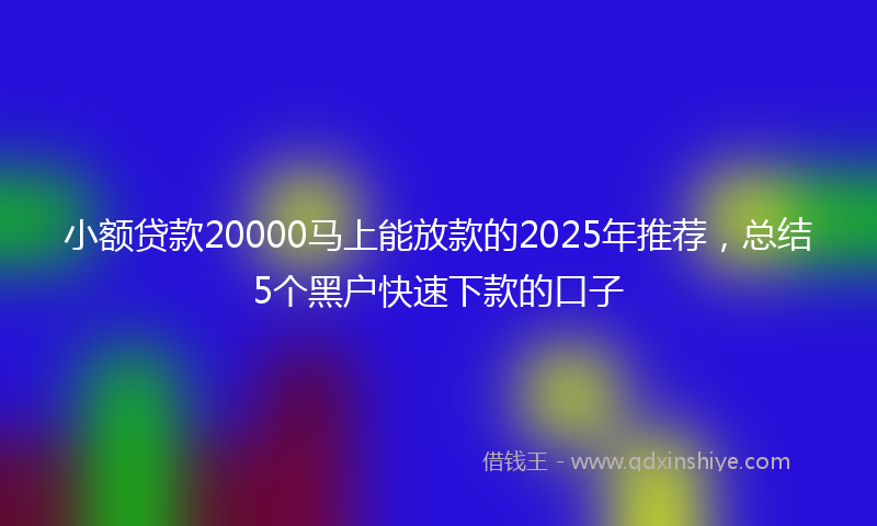 小额贷款20000马上能放款的2025年推荐，总结5个黑户快速下款的口子